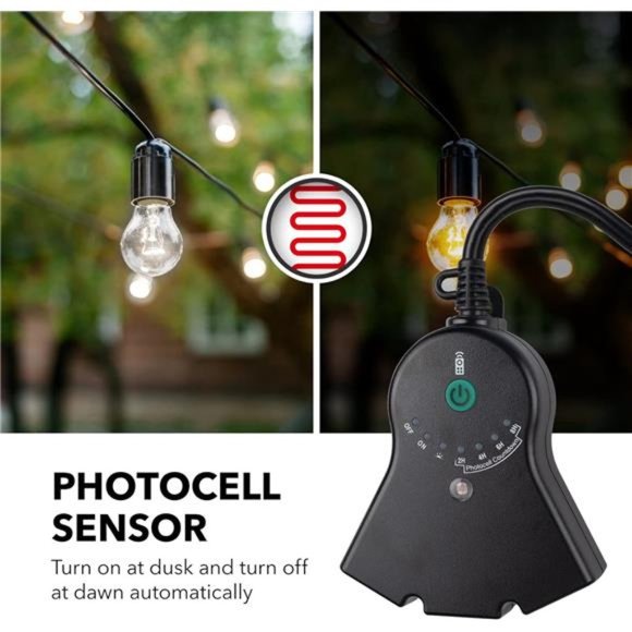 Outdoor Water Resistant Photoelectric Countdown Timer Photocell Light Sensor - Picture 3 of 6